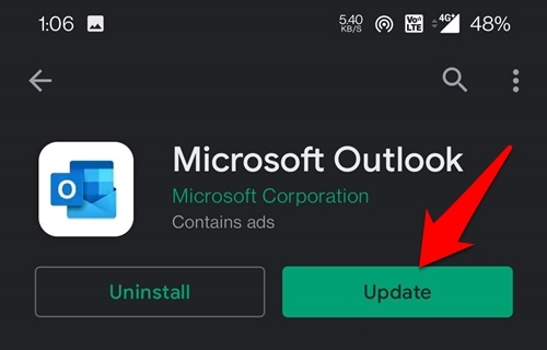 обновить приложение Microsoft Outlook на Android