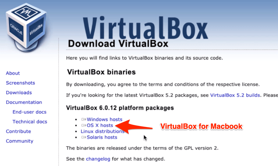 Ссылка для скачивания VirtualBox для Macbook