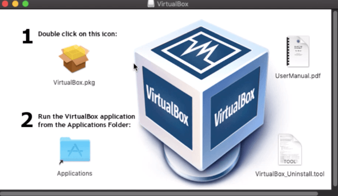 Окно установочного пакета VirtualBox в macOS