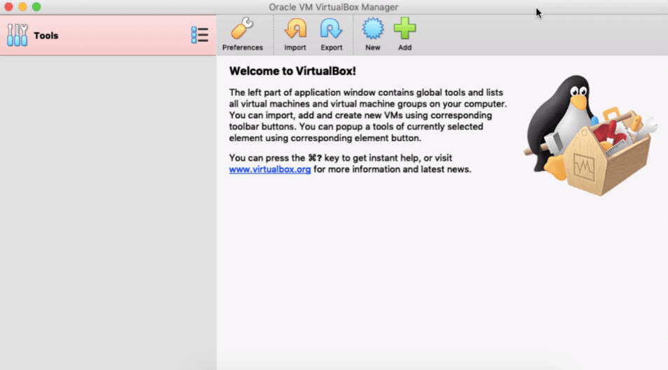 Окно VirtualBox в MacBook macOS