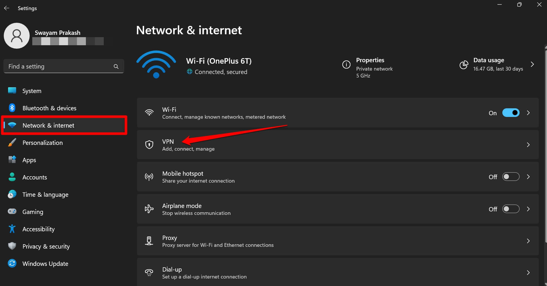 Настройки VPN Windows 11