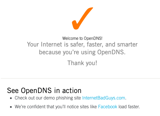 Приветствуем тестовую проверку OpenDNS