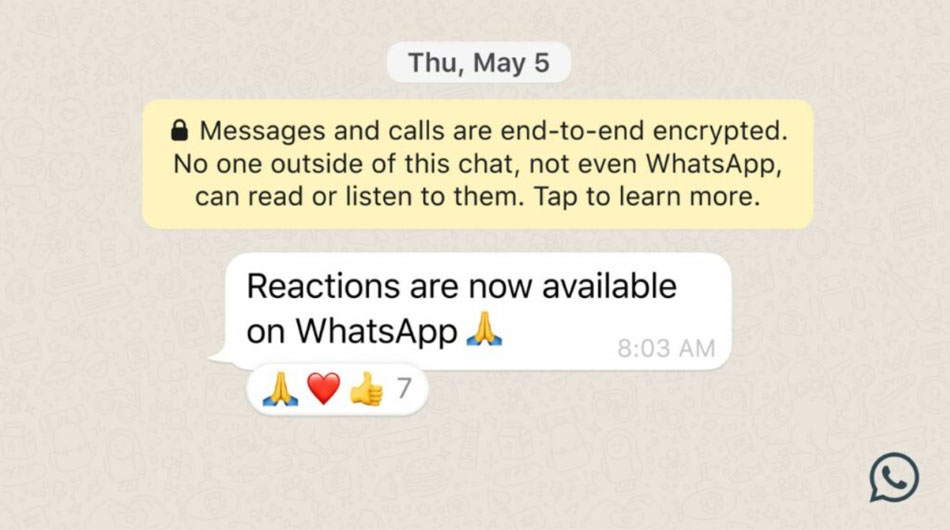 Реакции в WhatsApp