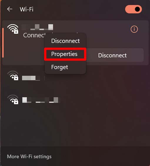 Свойства сети Wi-Fi