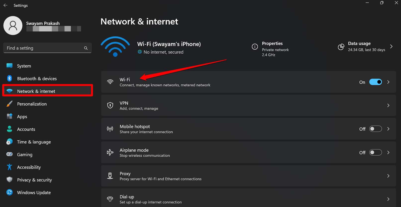 Wi-Fi-сеть Windows