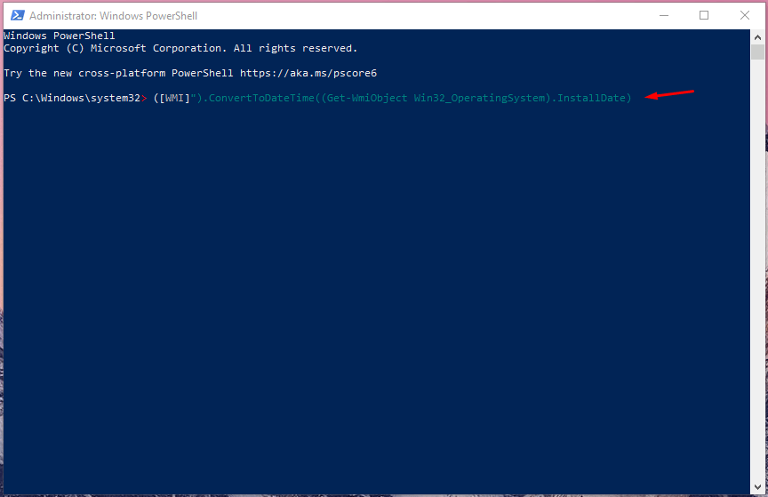 ([WMI]'').ConvertToDateTime((Get-WmiObject Win32_OperatingSystem).InstallDate)