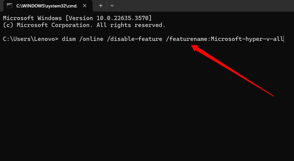 отключить гипервизор в Windows с помощью командной строки