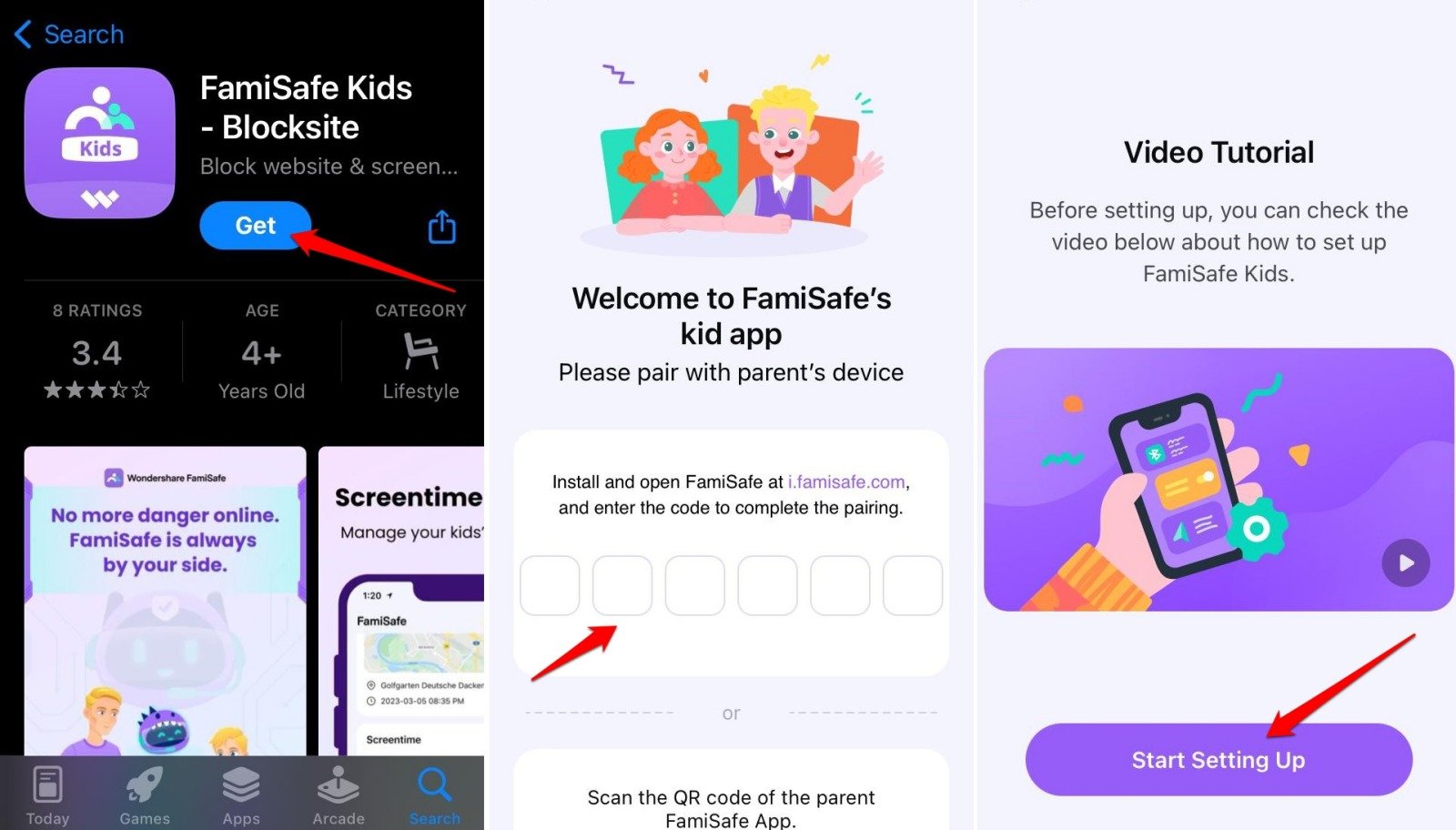 Установите приложение FamiSafe Kids.