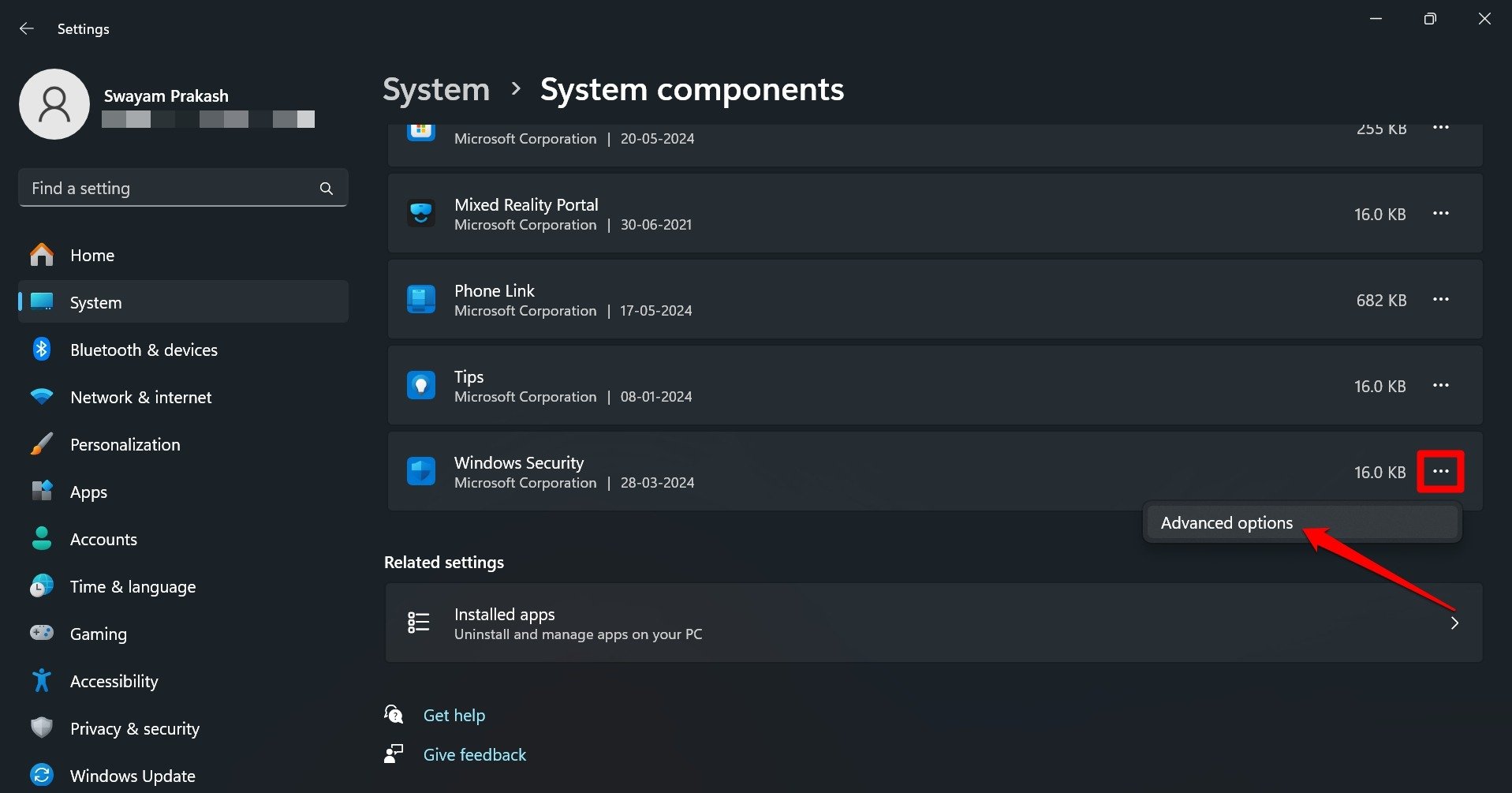 дополнительные параметры безопасности Windows