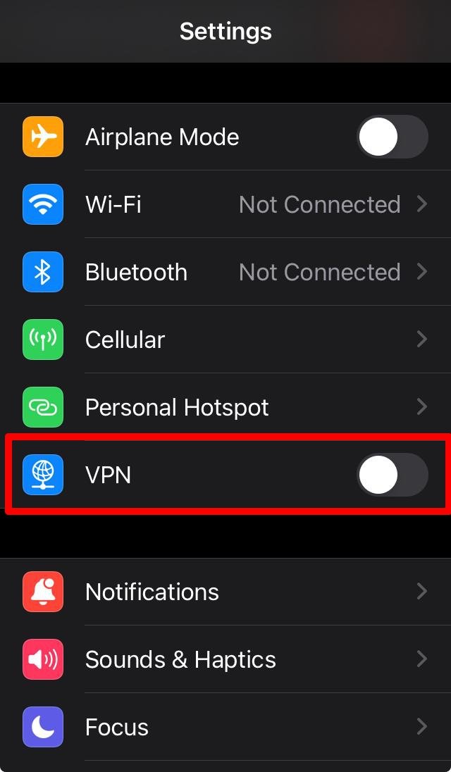 отключить VPN в iOS 17