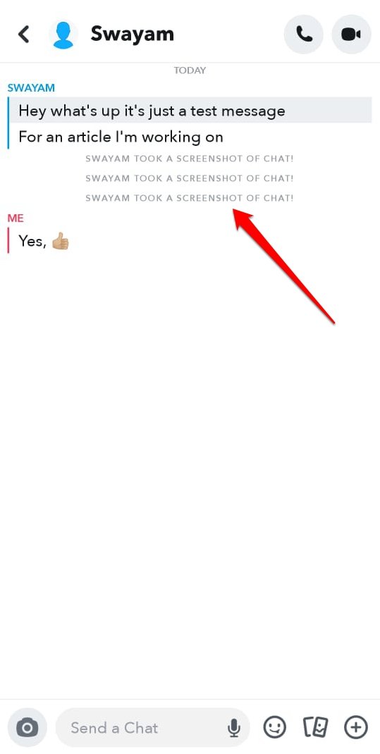 сохранить сообщения Snapchat, используя снимок экрана