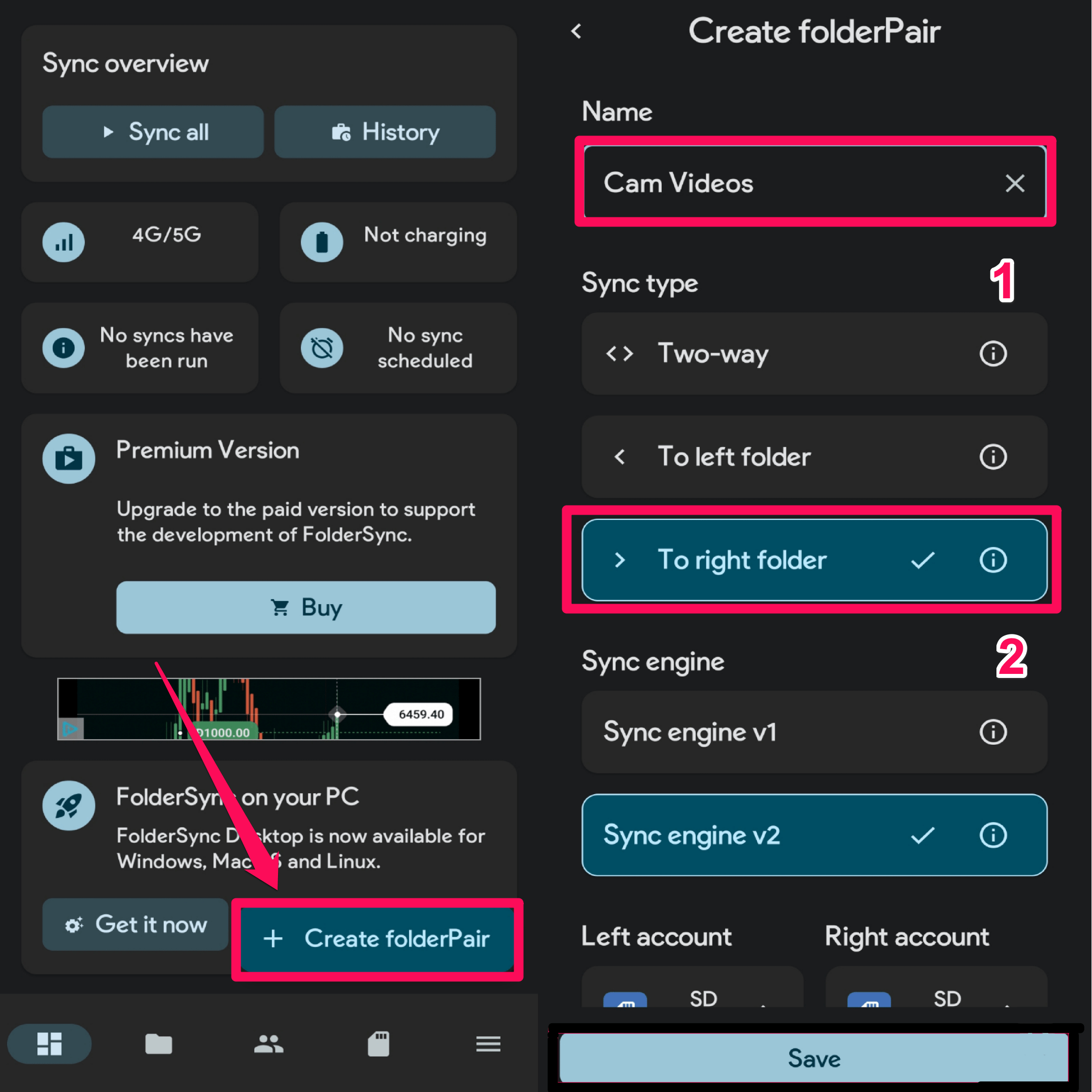 FolderSync и базовые настройки