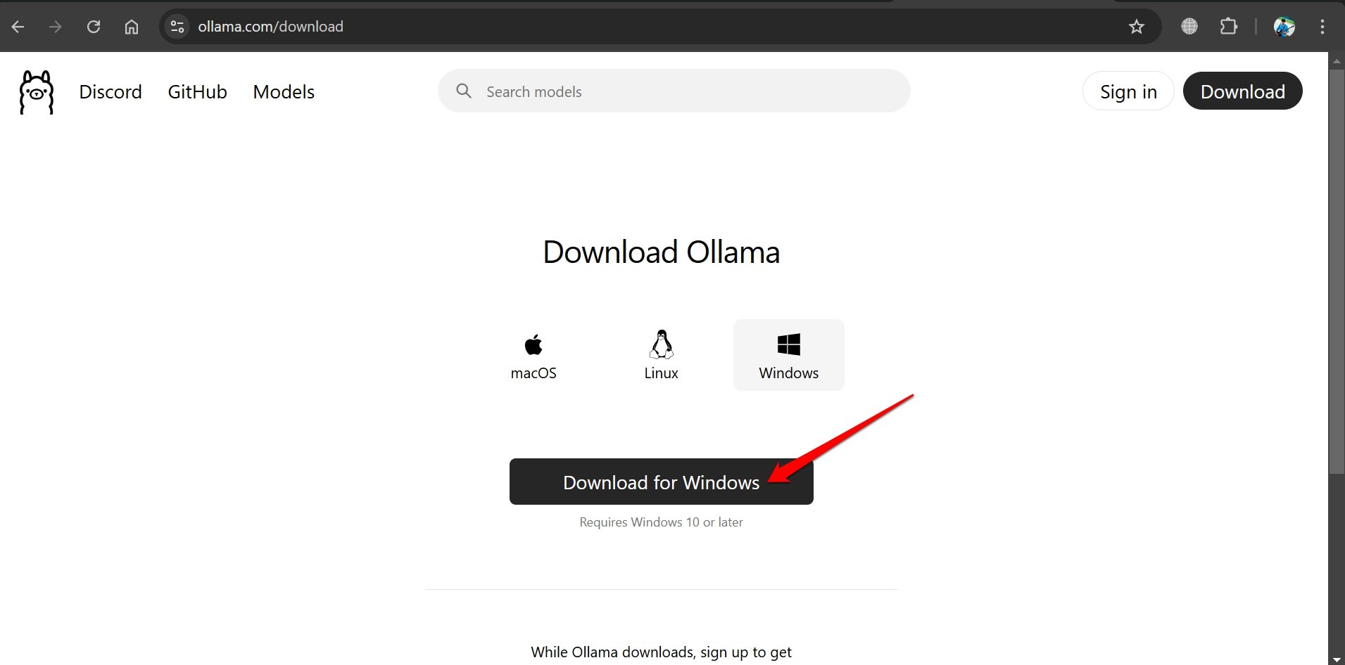 Скачать Ollama для Windows
