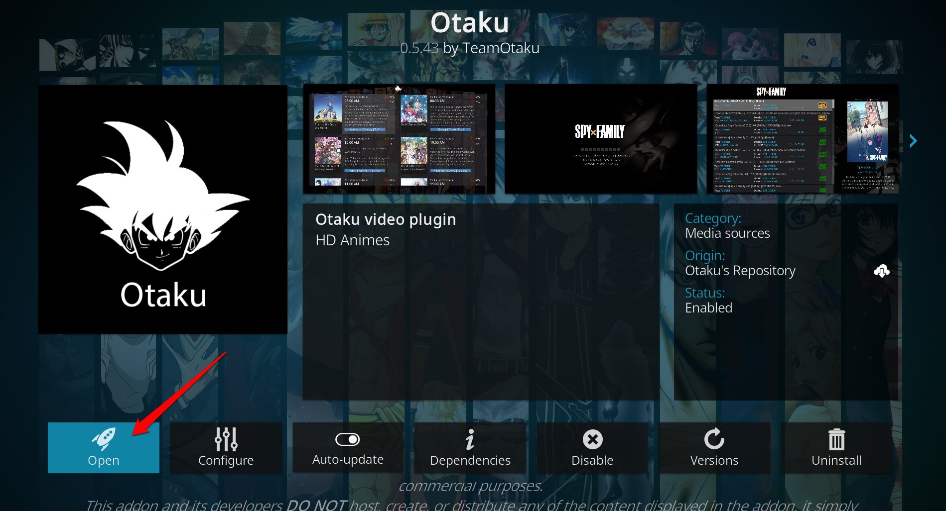 Открытый аниме -аддон Otaku для Kodi