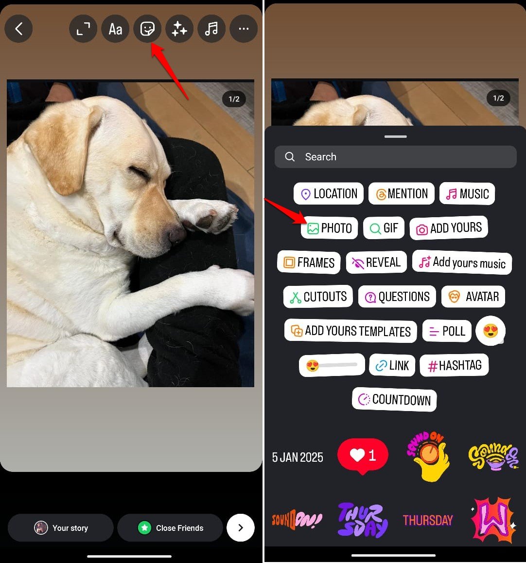 Добавить фото в историю Insta, используя наклейку