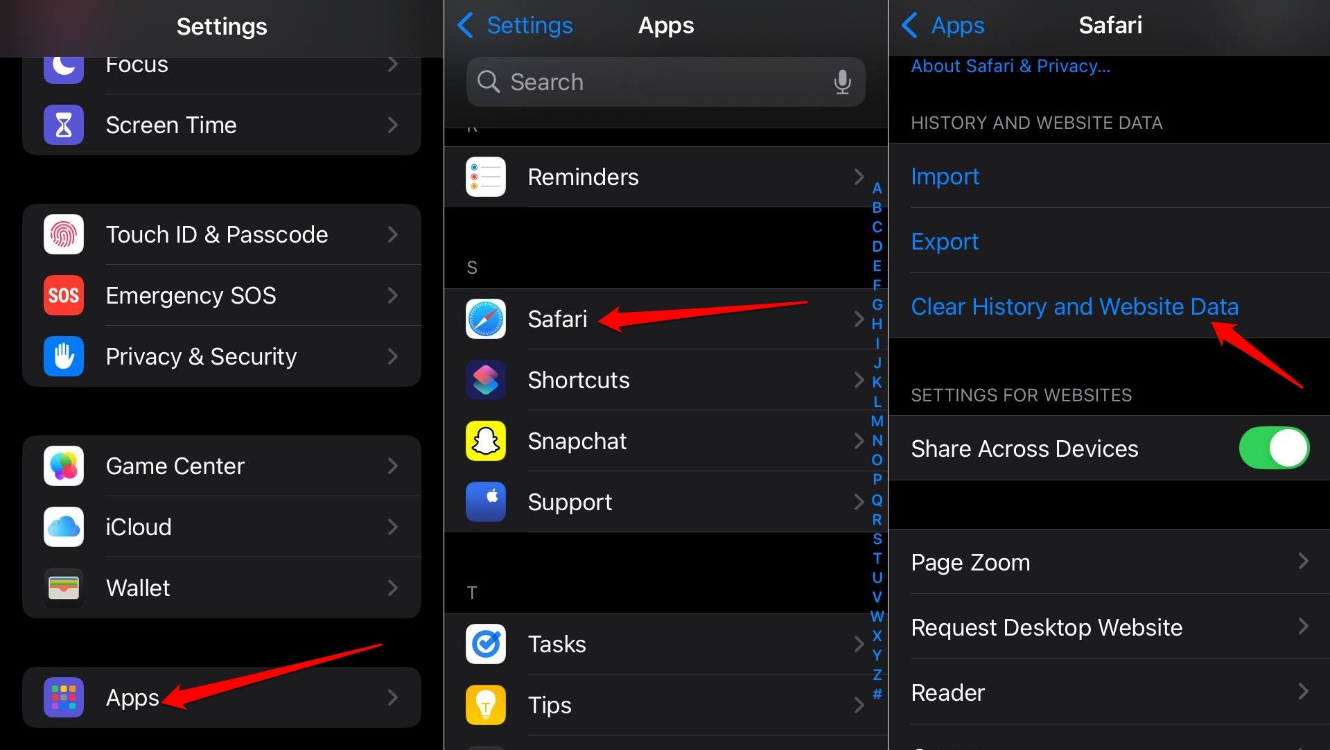 Очистить данные браузера Safari в iOS 18