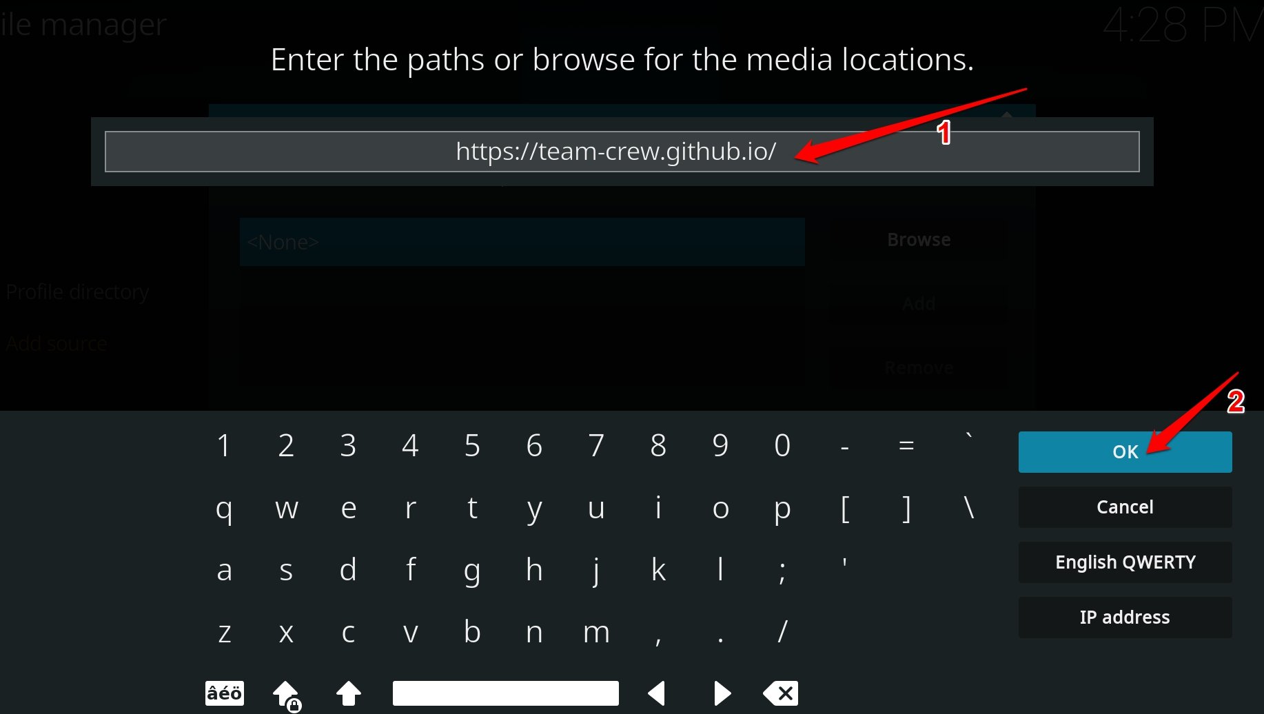 Введите URL -адрес kodi добавить в репозиторий
