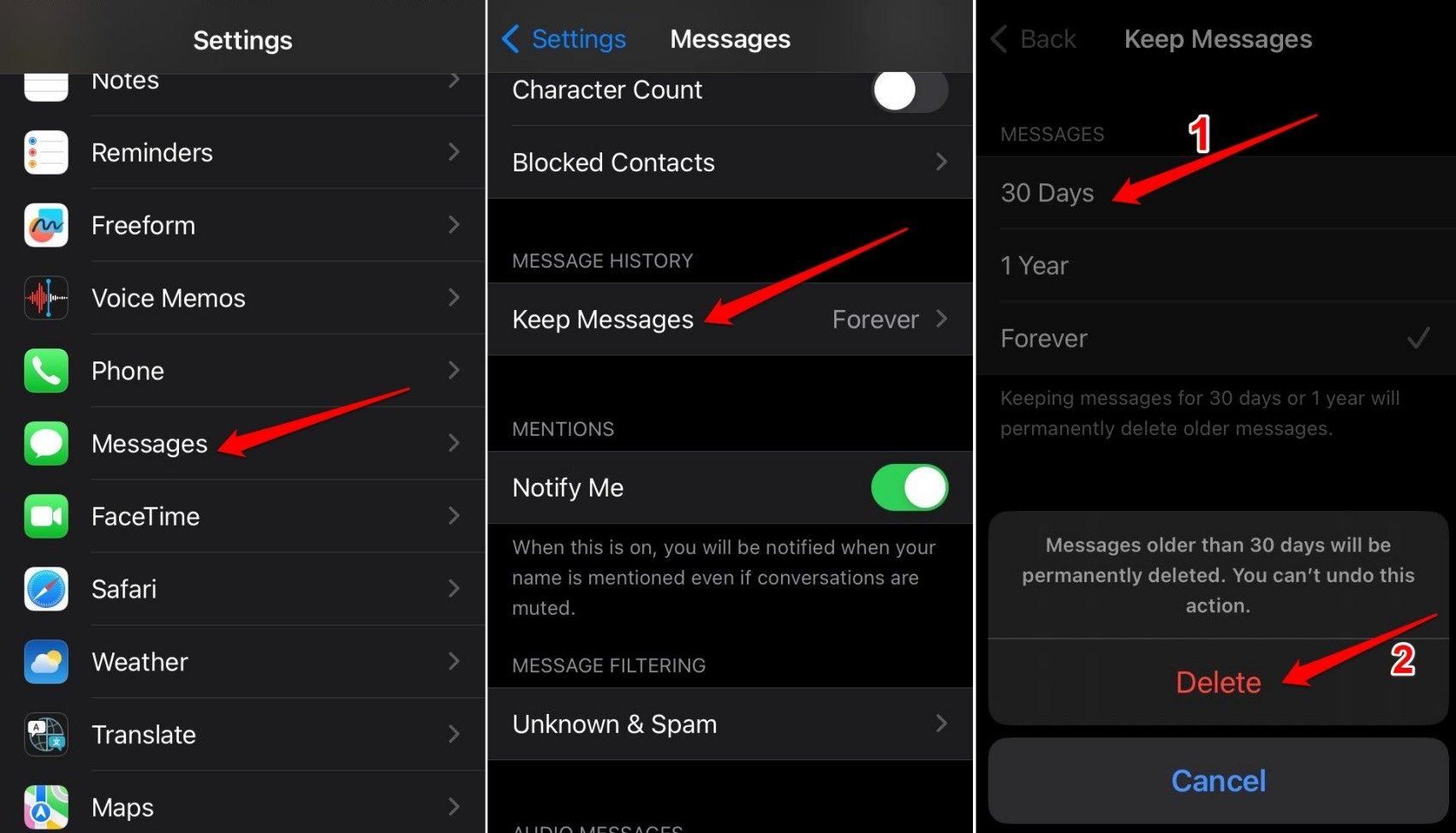 Как автоматически удалить старые сообщения на iPhone