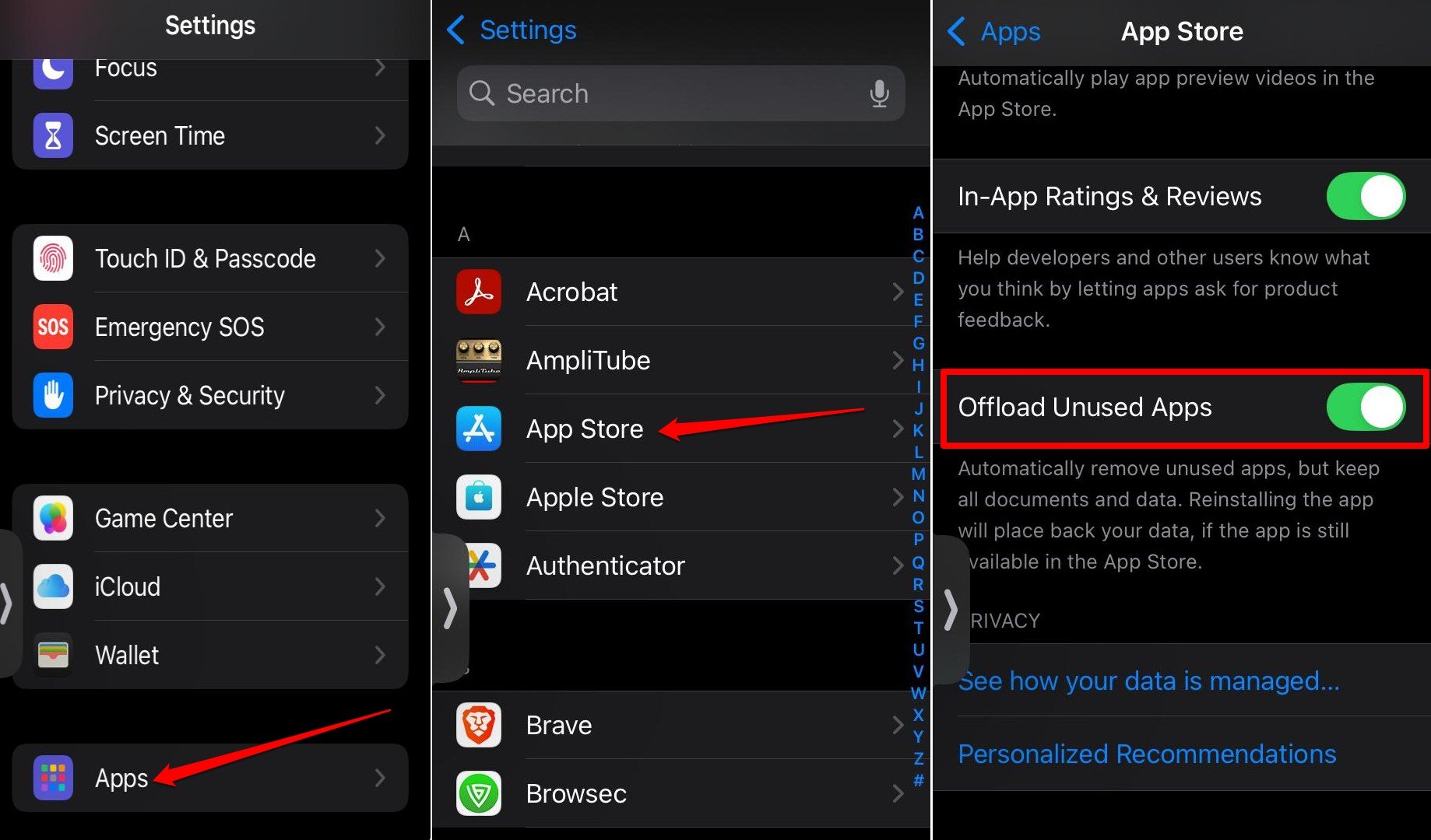 Как автоматически разгрузить неиспользованные приложения на iOS