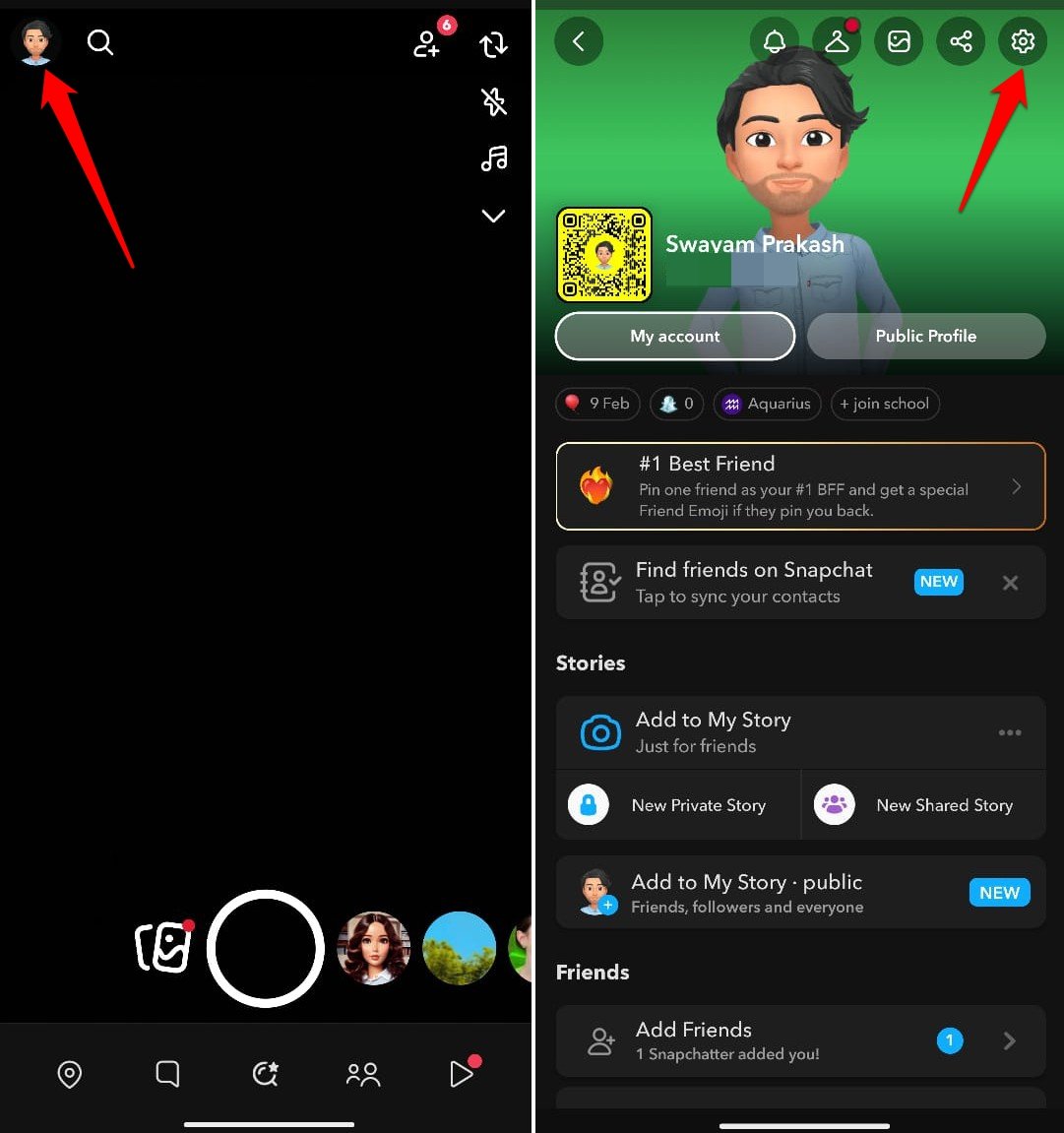 Запустите настройки Snapchat