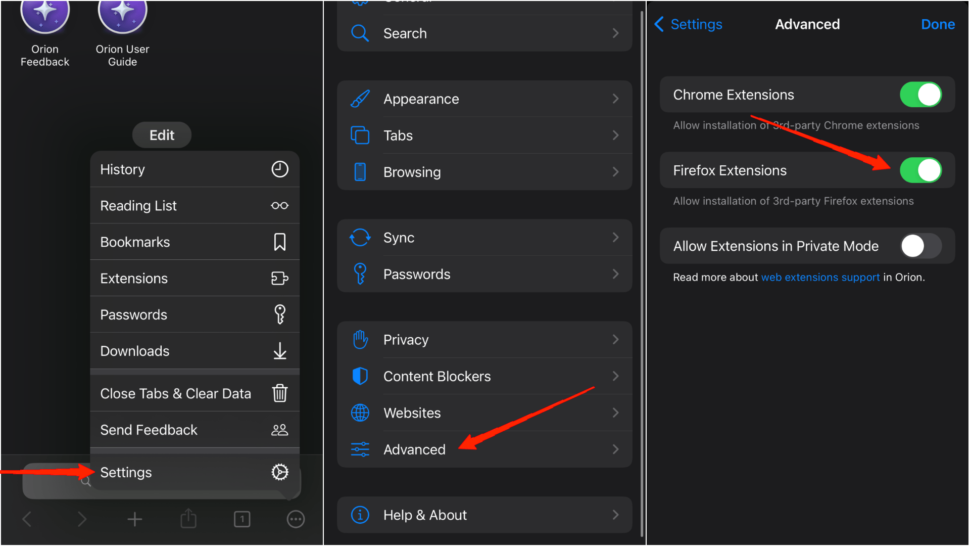 Убедитесь, что вы включили варианты расширения Firefox и Chrome. 