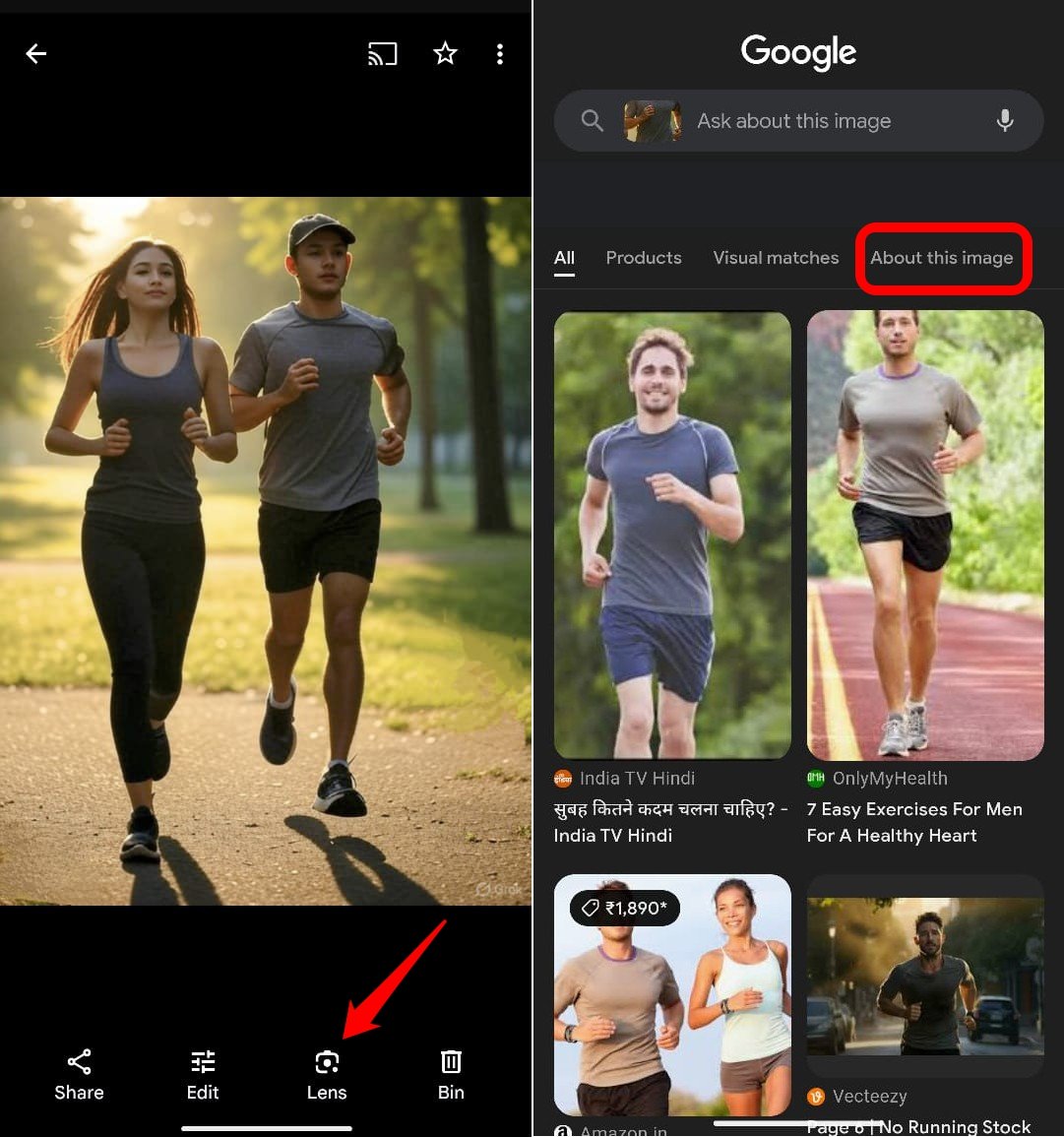 Используйте Google Lens, чтобы проверить, редактируется ли изображение с помощью искусственного интеллекта