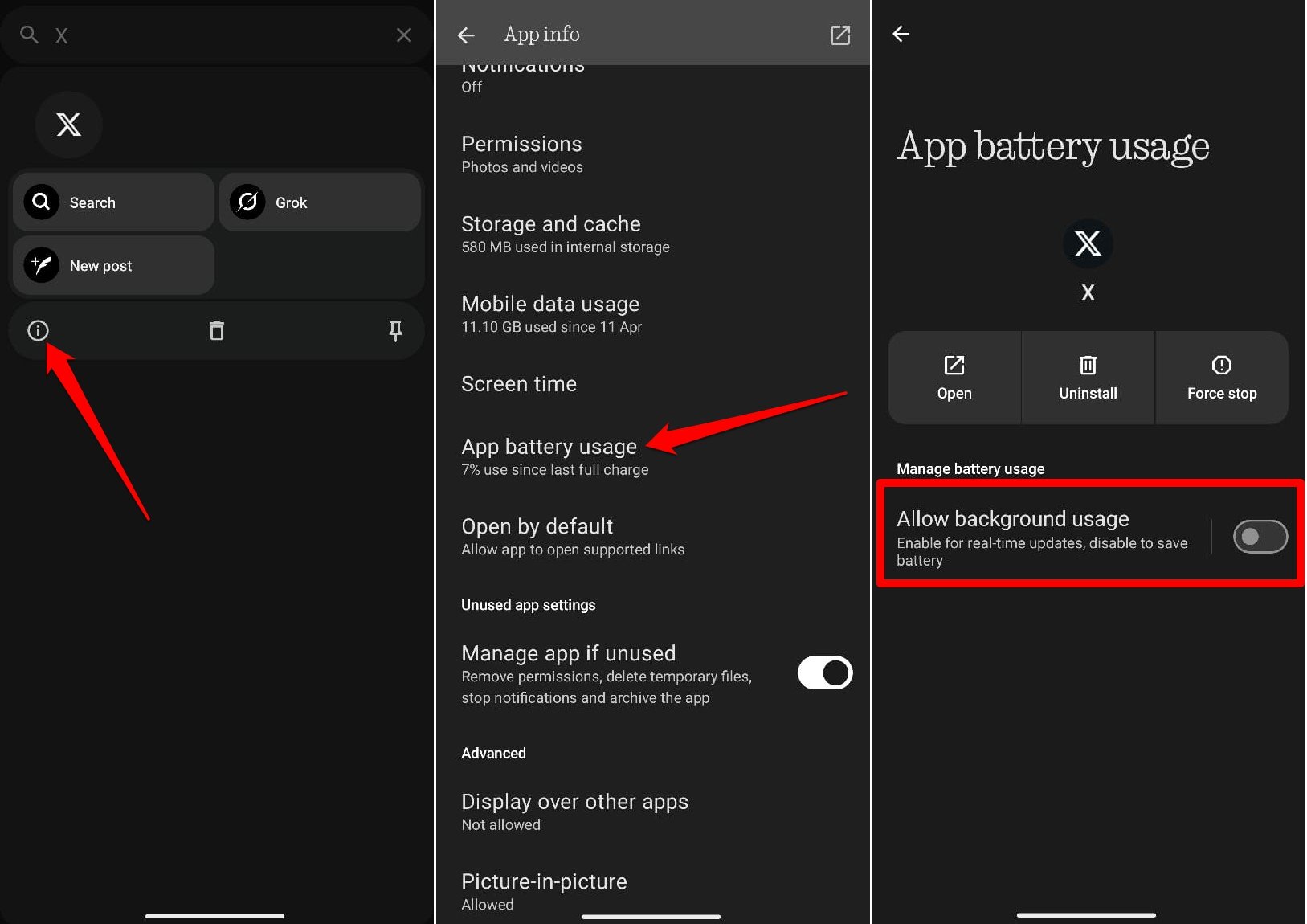 Отключить Apps-From-Tuncing в фоне Android 15