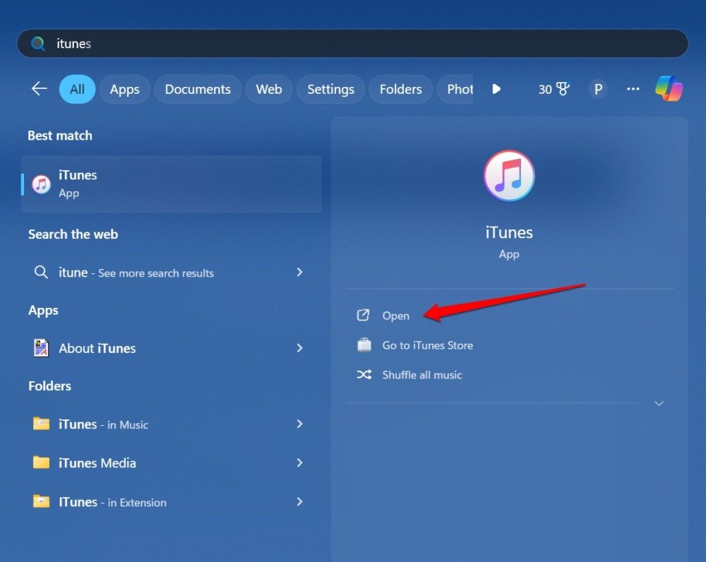 запустить iTunes