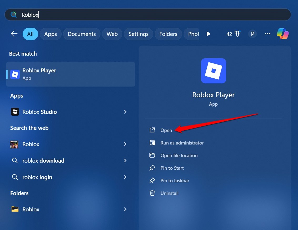 Запустите Roblox Player