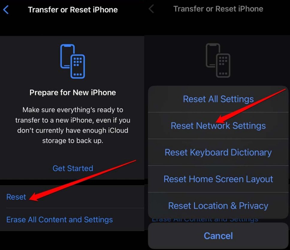 Сбросить настройки сети в iOS 2025