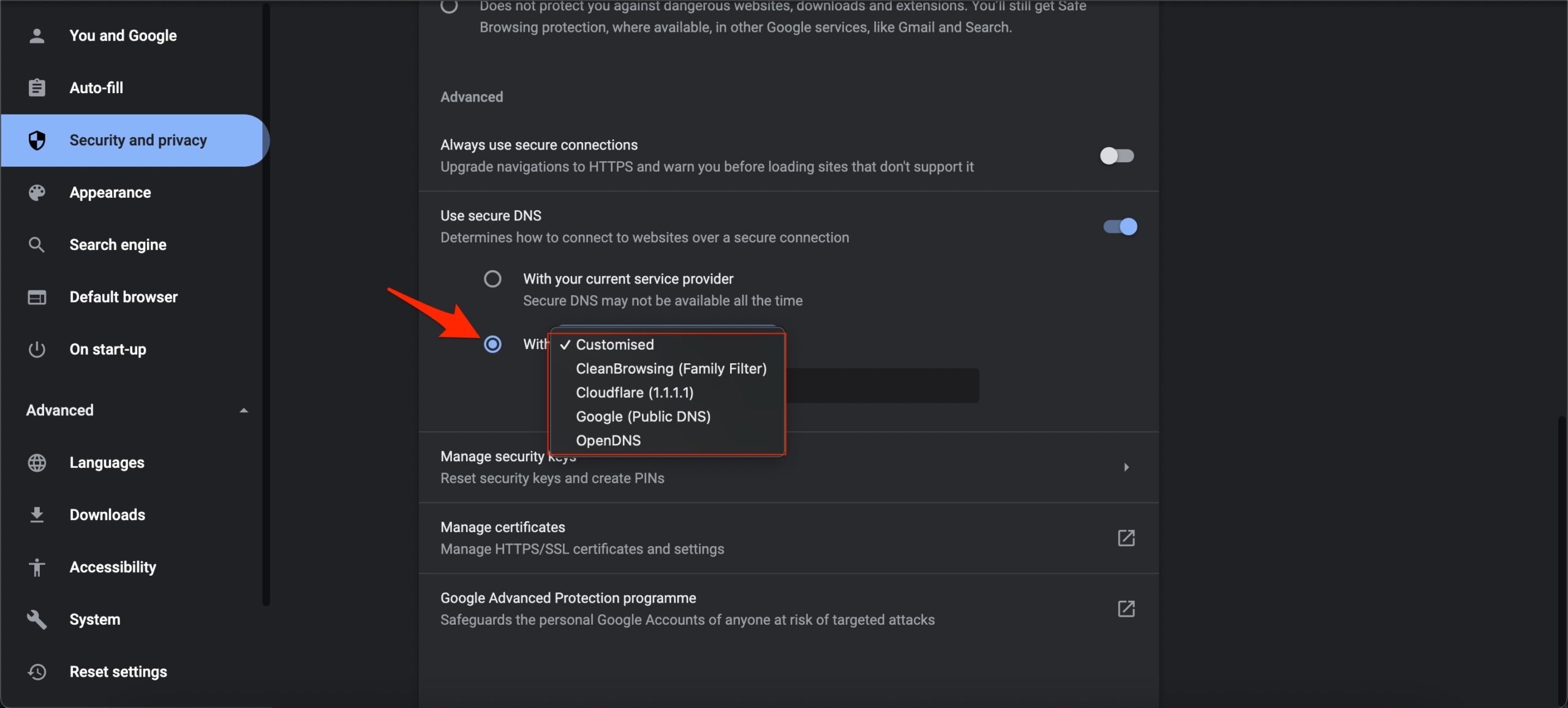 Select_customized_dns