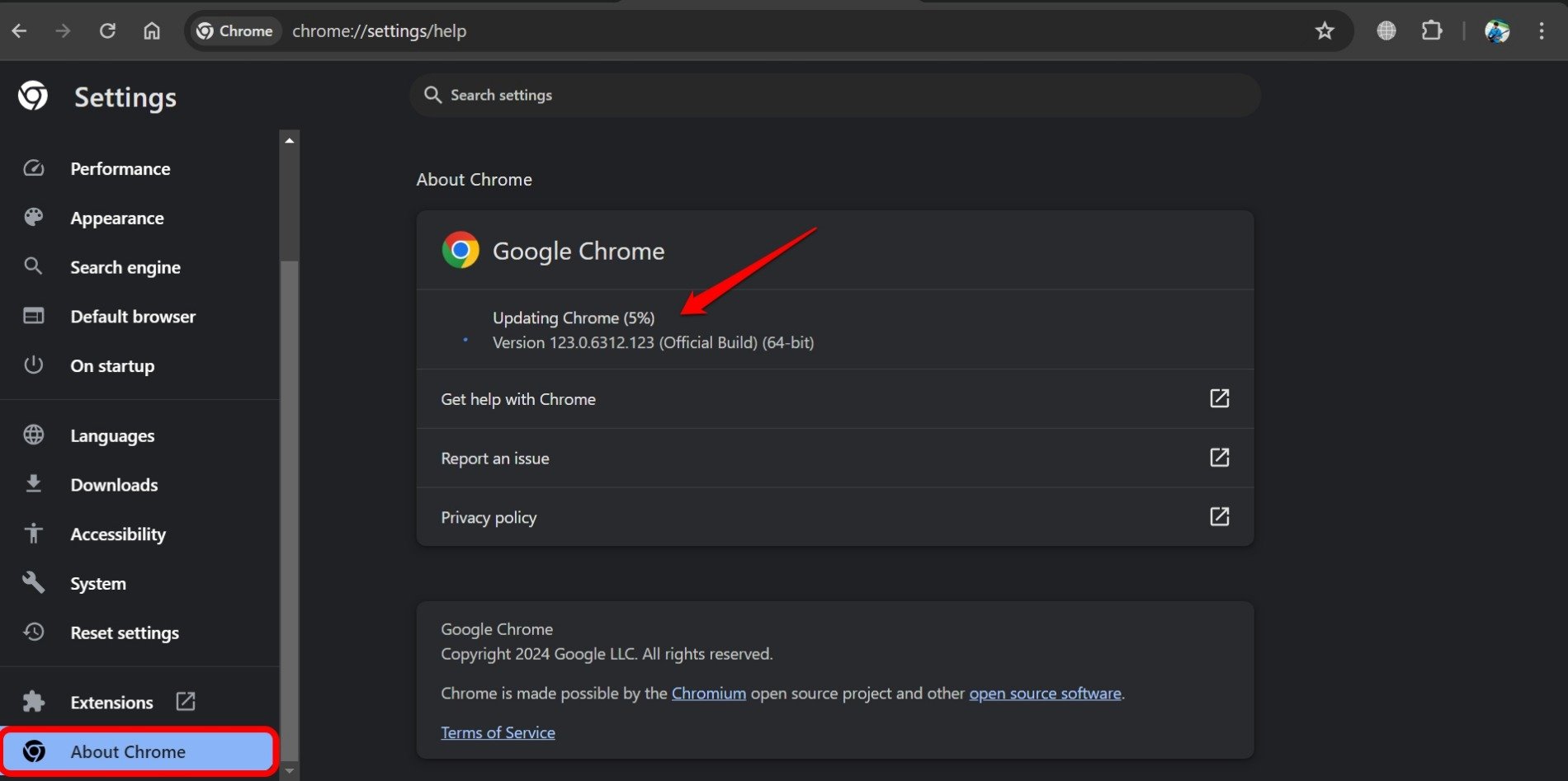 Обновление на Chrome V123