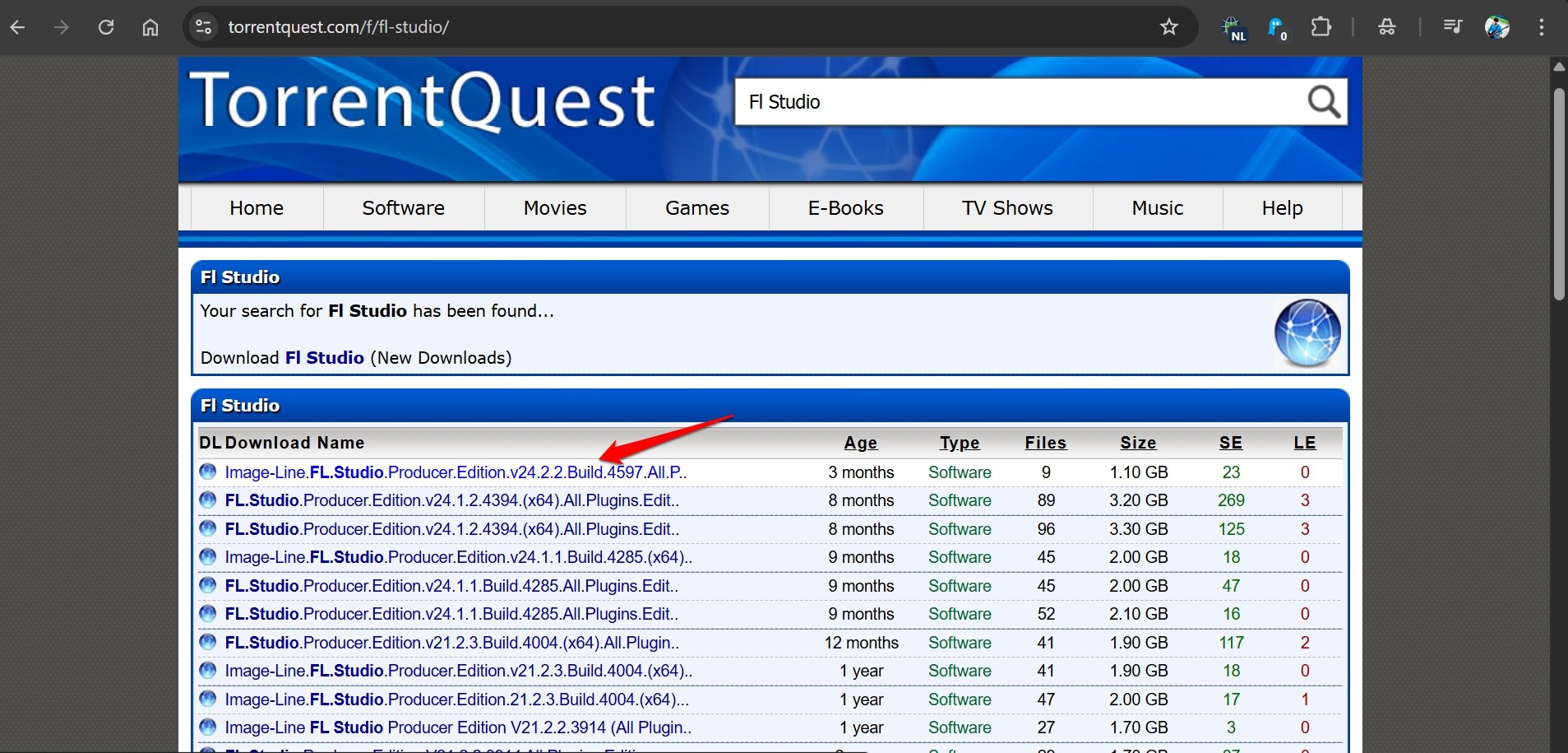 Доступ к файлу из результата поиска TorrentQuest