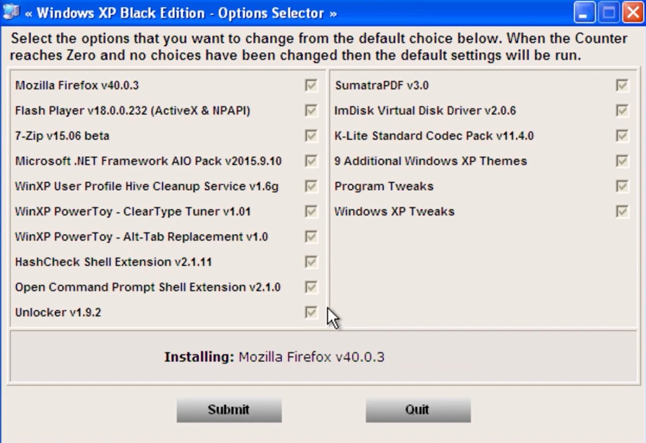 Настройка Windows XP Black