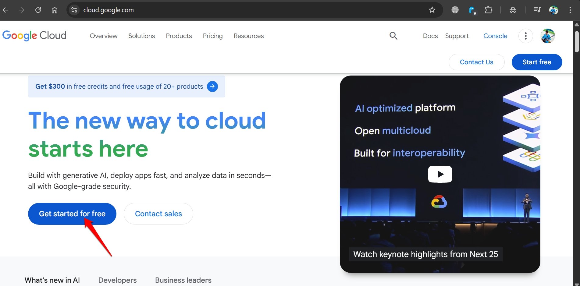 Начните бесплатно Google Cloud